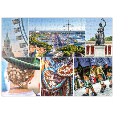 Darstellung des Puzzle Motivs puzzleplate Wiesgaudi No.3 - Bunte Collage vom Oktoberfest in München, Theresienwiese, Bayern, Deutschland 500 Puzzle