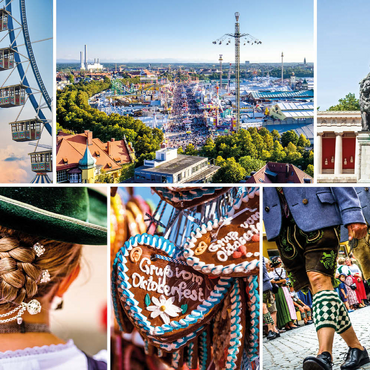 Darstellung des Puzzle Motivs Wiesgaudi No.3 - Bunte Collage vom Oktoberfest in München, Theresienwiese, Bayern, Deutschland 500 Puzzle 3D Modell