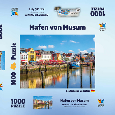 Darstellung des Puzzle Motivs Hafen von Husum, Nordfriesland, Nordsee, Schleswig-Holstein 1000 Puzzle Schachtel 3D Modell