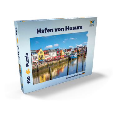 Darstellung des Puzzle Motivs Hafen von Husum, Nordfriesland, Nordsee, Schleswig-Holstein 100 Puzzle Schachtel Ansicht2