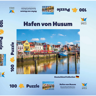 Darstellung des Puzzle Motivs Hafen von Husum, Nordfriesland, Nordsee, Schleswig-Holstein 100 Puzzle Schachtel 3D Modell