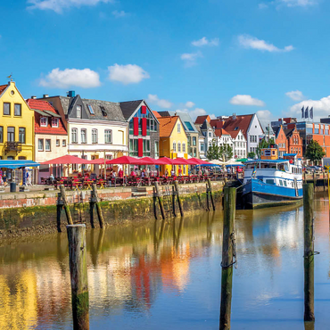 Darstellung des Puzzle Motivs Hafen von Husum, Nordfriesland, Nordsee, Schleswig-Holstein 500 Puzzle 3D Modell