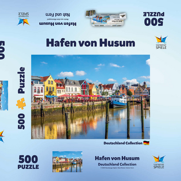 Darstellung des Puzzle Motivs Hafen von Husum, Nordfriesland, Nordsee, Schleswig-Holstein 500 Puzzle Schachtel 3D Modell