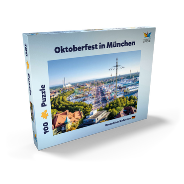 Darstellung des Puzzle Motivs Blick auf das Oktoberfest in München, Theresienwiese, Bayern 100 Puzzle Schachtel Ansicht2