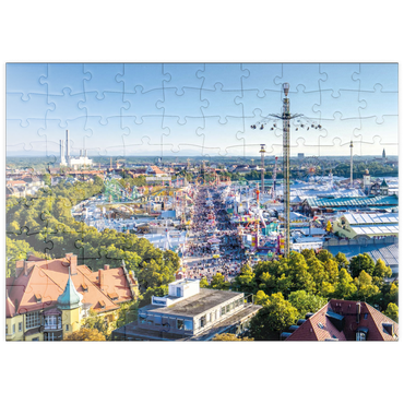 Darstellung des Puzzle Motivs puzzleplate Blick auf das Oktoberfest in München, Theresienwiese, Bayern 100 Puzzle