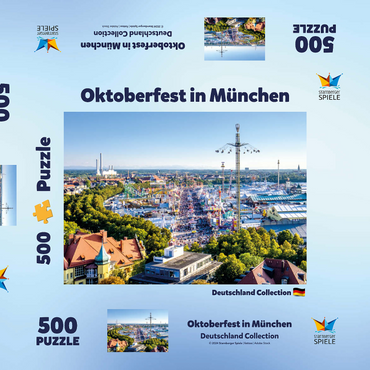Darstellung des Puzzle Motivs Blick auf das Oktoberfest in München, Theresienwiese, Bayern 500 Puzzle Schachtel 3D Modell