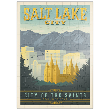 Darstellung des Puzzle Motivs puzzleplate Salt Lake City, Utah, Vintage Poster 100 Puzzle