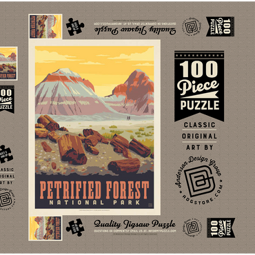 Darstellung des Puzzle Motivs Petrified Forest National Park: Painted Hills, Vintage Poster 100 Puzzle Schachtel 3D Modell