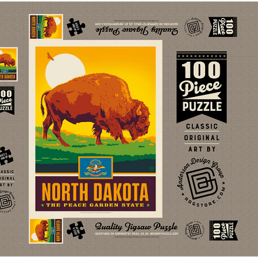 Darstellung des Puzzle Motivs North Dakota: The Peace Garden State 100 Puzzle Schachtel 3D Modell