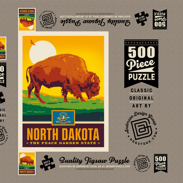 Darstellung des Puzzle Motivs North Dakota: The Peace Garden State 500 Puzzle Schachtel 3D Modell