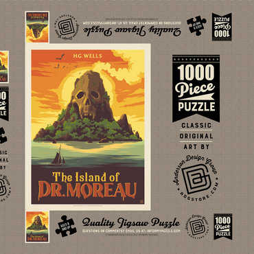 Darstellung des Puzzle Motivs The Island Of Dr. Moreau: H.G. Wells 1000 Puzzle Schachtel 3D Modell