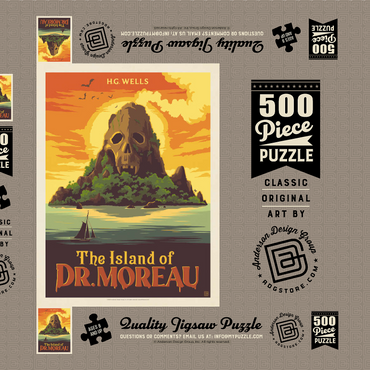 Darstellung des Puzzle Motivs The Island Of Dr. Moreau: H.G. Wells 500 Puzzle Schachtel 3D Modell