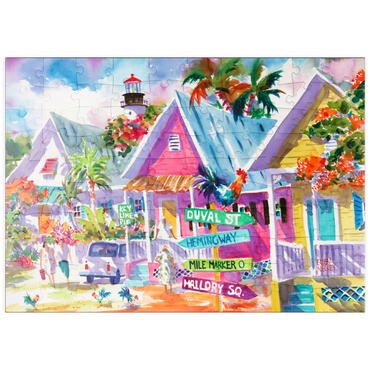 Darstellung des Puzzle Motivs puzzleplate Conch Republic – Aquarellkunst 100 Puzzle