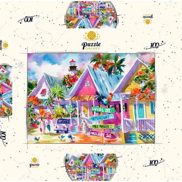 Darstellung des Puzzle Motivs Conch Republic – Aquarellkunst 100 Puzzle Schachtel 3D Modell