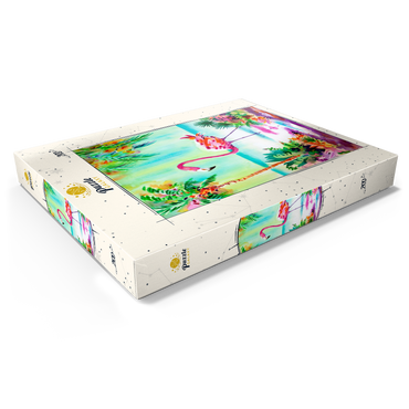 Darstellung des Puzzle Motivs Flamingo-Lagune – Aquarellkunstwerk 200 Puzzle Schachtel Ansicht1