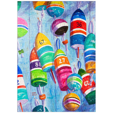 Darstellung des Puzzle Motivs puzzleplate Blaue Bojen – Aquarellkunst 1000 Puzzle