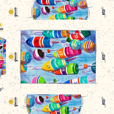 Darstellung des Puzzle Motivs Blaue Bojen – Aquarellkunst 1000 Puzzle Schachtel 3D Modell