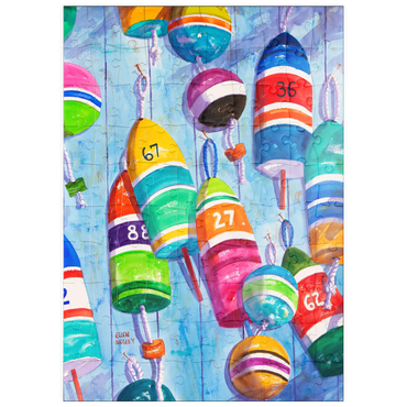 Darstellung des Puzzle Motivs puzzleplate Blaue Bojen – Aquarellkunst 100 Puzzle