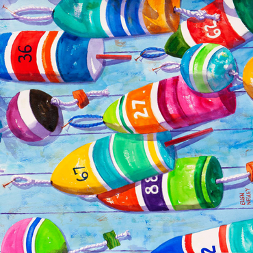 Darstellung des Puzzle Motivs Blaue Bojen – Aquarellkunst 100 Puzzle 3D Modell