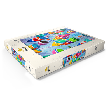 Darstellung des Puzzle Motivs Blaue Bojen – Aquarellkunst 200 Puzzle Schachtel Ansicht1