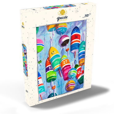 Darstellung des Puzzle Motivs Blaue Bojen – Aquarellkunst 200 Puzzle Schachtel Ansicht2