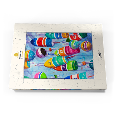 Darstellung des Puzzle Motivs Blaue Bojen – Aquarellkunst 500 Puzzle Schachtel Ansicht3