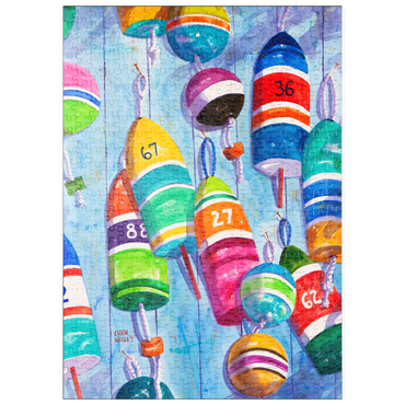 Darstellung des Puzzle Motivs puzzleplate Blaue Bojen – Aquarellkunst 500 Puzzle