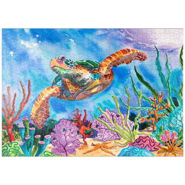 Darstellung des Puzzle Motivs puzzleplate Reef Rider – Aquarellkunst 1000 Puzzle