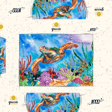 Darstellung des Puzzle Motivs Reef Rider – Aquarellkunst 1000 Puzzle Schachtel 3D Modell