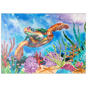 Darstellung des Puzzle Motivs puzzleplate Reef Rider – Aquarellkunst 100 Puzzle
