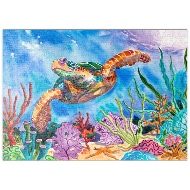 Darstellung des Puzzle Motivs puzzleplate Reef Rider – Aquarellkunst 500 Puzzle