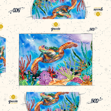 Darstellung des Puzzle Motivs Reef Rider – Aquarellkunst 500 Puzzle Schachtel 3D Modell