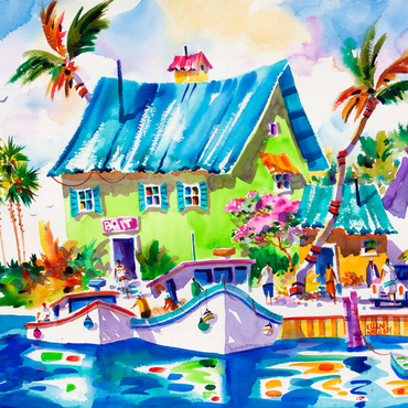 Darstellung des Puzzle Motivs Das Leben genießen – Aquarellkunst 1000 Puzzle 3D Modell