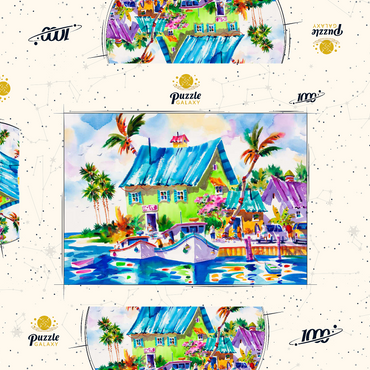 Darstellung des Puzzle Motivs Das Leben genießen – Aquarellkunst 1000 Puzzle Schachtel 3D Modell