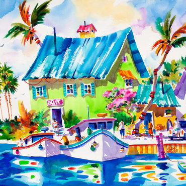 Darstellung des Puzzle Motivs Das Leben genießen – Aquarellkunst 200 Puzzle 3D Modell