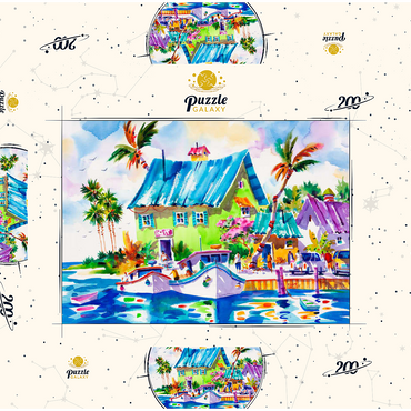 Darstellung des Puzzle Motivs Das Leben genießen – Aquarellkunst 200 Puzzle Schachtel 3D Modell