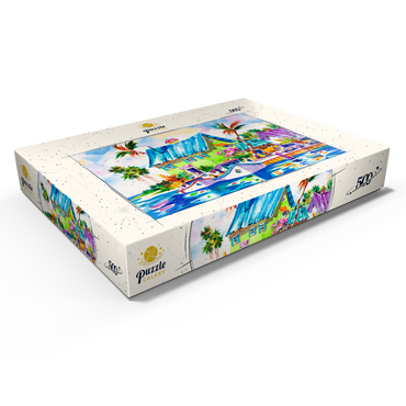 Darstellung des Puzzle Motivs Das Leben genießen – Aquarellkunst 500 Puzzle Schachtel Ansicht1