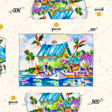 Darstellung des Puzzle Motivs Das Leben genießen – Aquarellkunst 500 Puzzle Schachtel 3D Modell