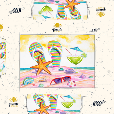 Darstellung des Puzzle Motivs 5 O'clock Somewhere – Aquarellkunst 1000 Puzzle Schachtel 3D Modell