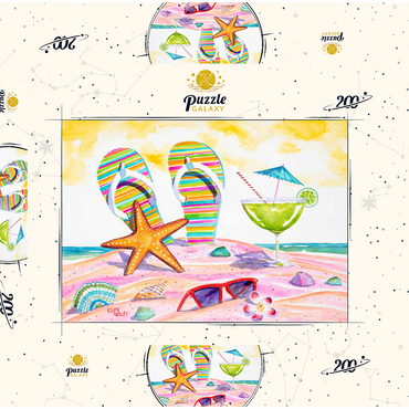 Darstellung des Puzzle Motivs 5 O'clock Somewhere – Aquarellkunst 200 Puzzle Schachtel 3D Modell