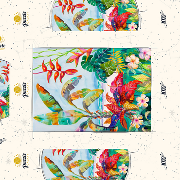 Darstellung des Puzzle Motivs Florida-Laub – Aquarellkunst 1000 Puzzle Schachtel 3D Modell
