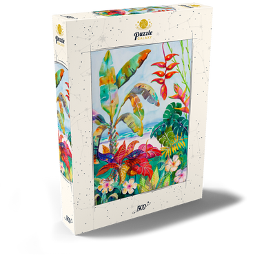 Darstellung des Puzzle Motivs Florida-Laub – Aquarellkunst 500 Puzzle Schachtel Ansicht2