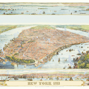 Darstellung des Puzzle Motivs Piatnik: Stadtplan New York, 1853 1000 Puzzle 3D Modell