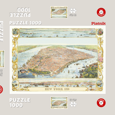 Darstellung des Puzzle Motivs Piatnik: Stadtplan New York, 1853 1000 Puzzle Schachtel 3D Modell