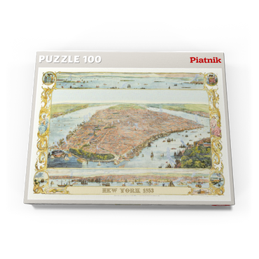 Darstellung des Puzzle Motivs Piatnik: Stadtplan New York, 1853 100 Puzzle Schachtel Ansicht3