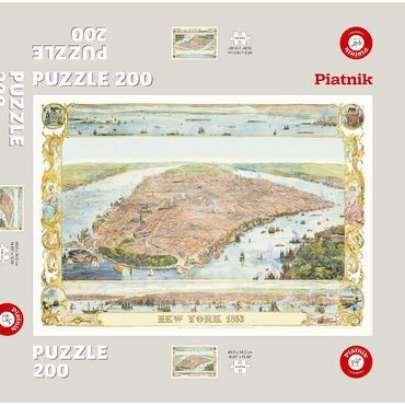 Darstellung des Puzzle Motivs Piatnik: Stadtplan New York, 1853 200 Puzzle Schachtel 3D Modell