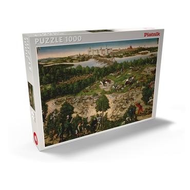 Darstellung des Puzzle Motivs Piatnik: Hirschjagd des Kurfürsten Johann Friedrich 1000 Puzzle Schachtel Ansicht2