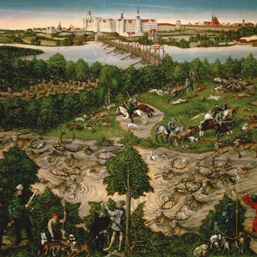 Darstellung des Puzzle Motivs Piatnik: Hirschjagd des Kurfürsten Johann Friedrich 1000 Puzzle 3D Modell