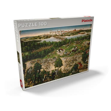 Darstellung des Puzzle Motivs Piatnik: Hirschjagd des Kurfürsten Johann Friedrich 100 Puzzle Schachtel Ansicht2