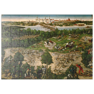 Darstellung des Puzzle Motivs puzzleplate Piatnik: Hirschjagd des Kurfürsten Johann Friedrich 100 Puzzle